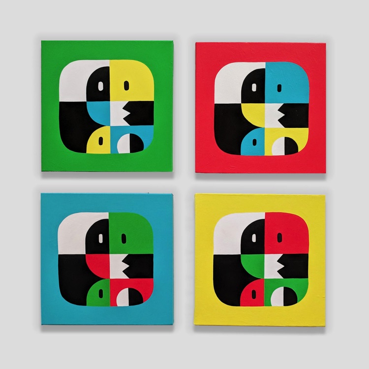 Four abstracts with bird and ghost forms