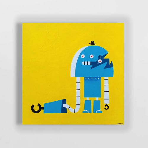 Broken robot with big hook hand