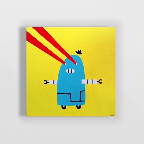 Robot overwhelmed by laser eyes